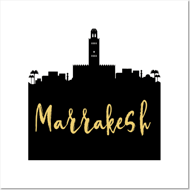 MARRAKESH MOROCCO DESIGNER SILHOUETTE SKYLINE ART Wall Art by deificusArt